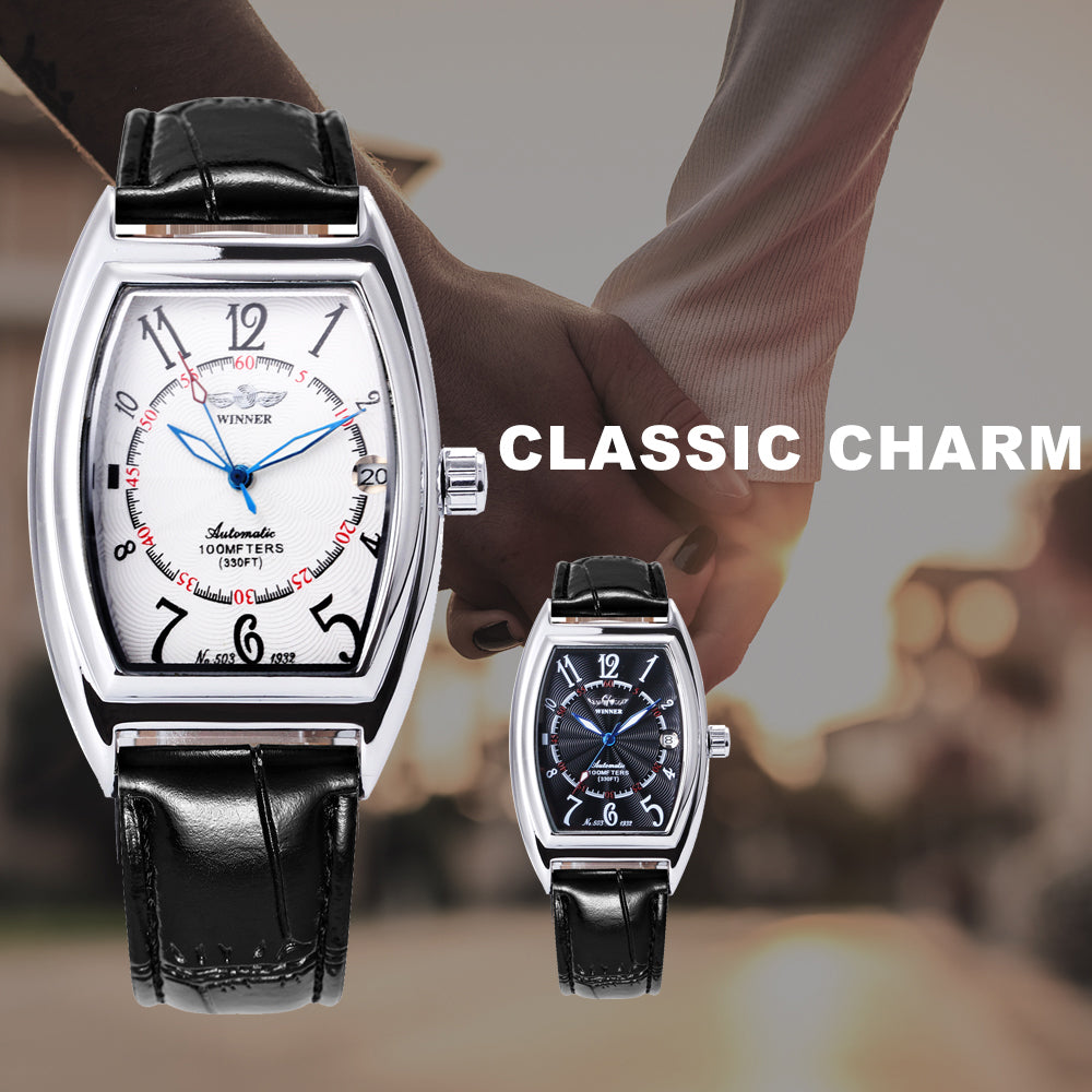 WINNER Rectangular Mechanical Watch Men's Automatic Leather Belt Fashion Personality Men's Watch