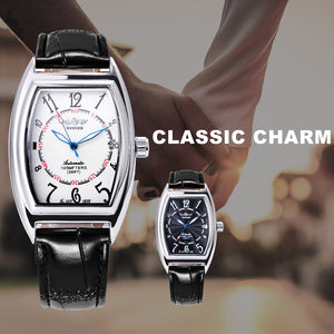 WINNER Rectangular Mechanical Watch Men's Automatic Leather Belt Fashion Personality Men's Watch
