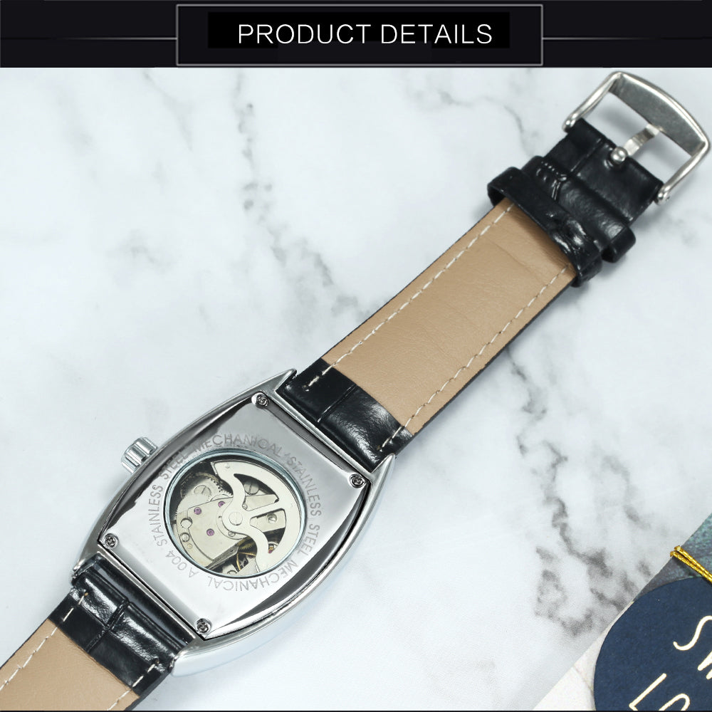 WINNER Rectangular Mechanical Watch Men's Automatic Leather Belt Fashion Personality Men's Watch