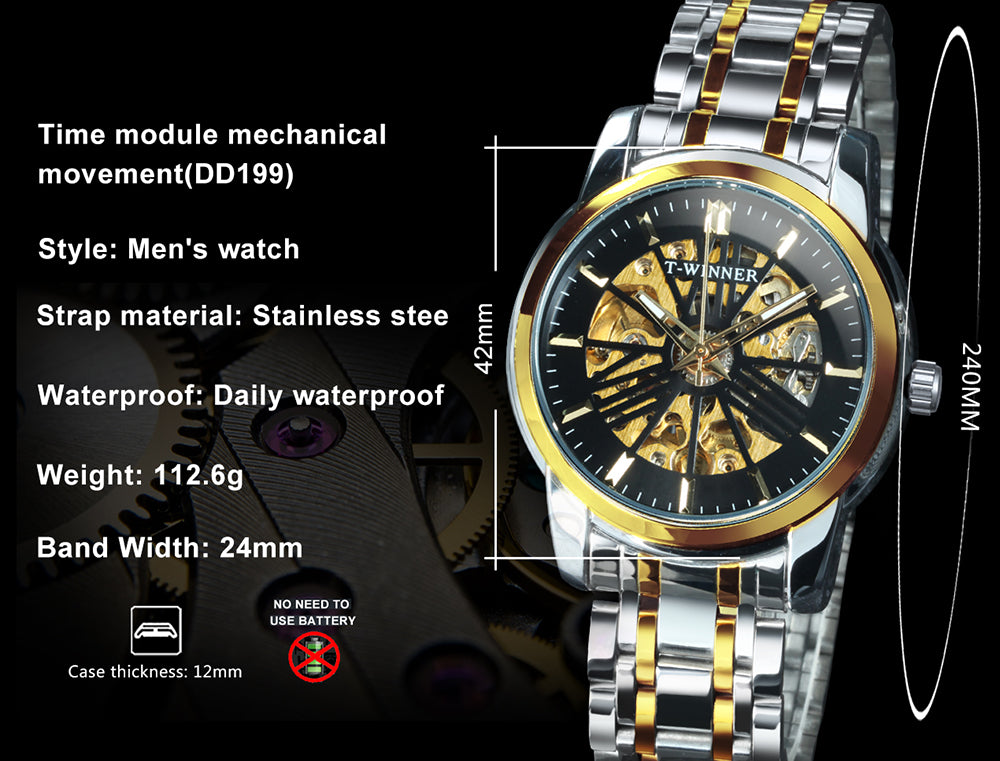 WINNER Classic Automatic Mechanical Skeleton Luminous Hands Watch 522