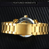 WINNER Top Brand Men's Classic Steel Belt Watch Hollow Automatic  Mechanical Watch