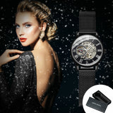 Forsining Fashion Elegant Rose Gold Mechanical Watch for Men Mesh Stainless Steel Strap Luxury Ladies Watches