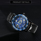 WINNER Watch Men Classic Business Hand-wind Mechanical Watch Black Leather Strap