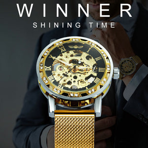 WINNER Watches Hand-wind Mechanical Watch Men Crystal Unisex Couple Wristwatch