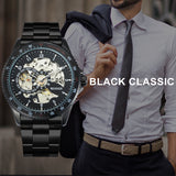 WINNER Classic Hollow Watch  Automatic Men's Watch Fashion Sports Stainless Steel Strap