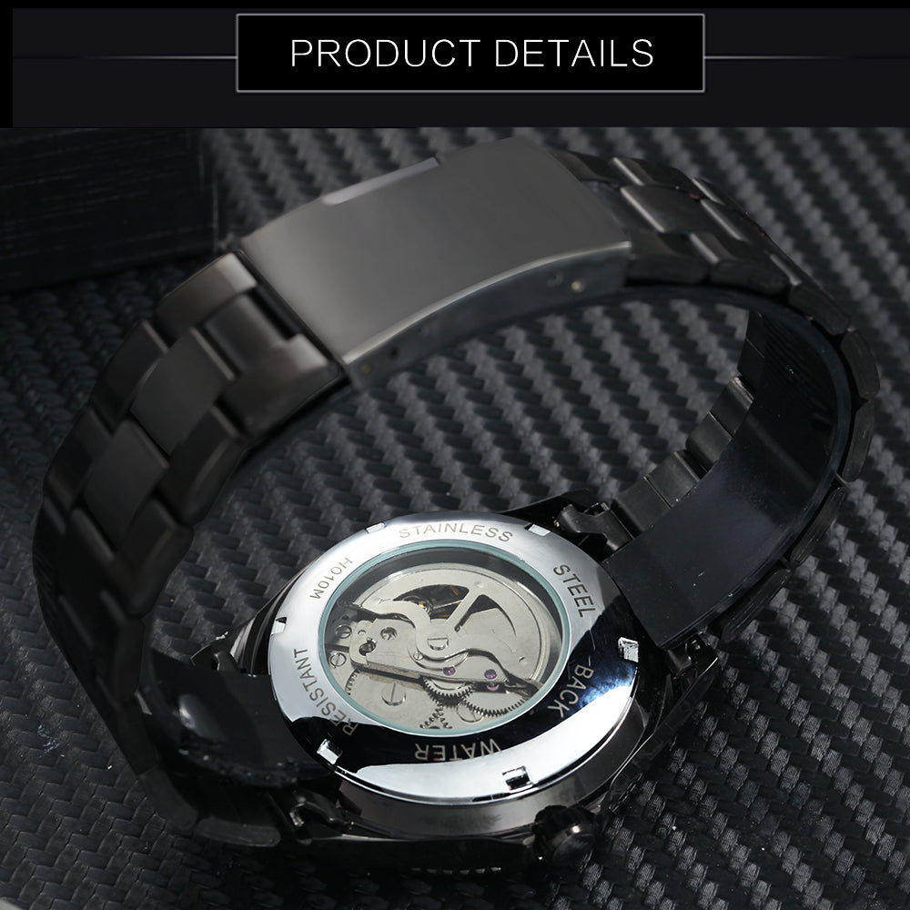 WINNER Classic Hollow Watch  Automatic Men's Watch Fashion Sports Stainless Steel Strap