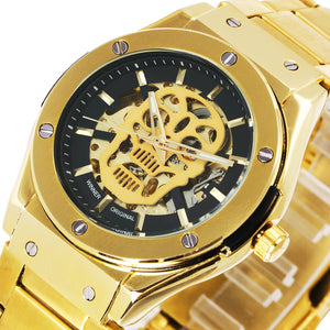 WINNER Steampunk Skull Skeleton Watch  Automatic Men's Watch Fashion Stainless Steel Band Watch