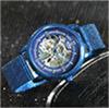 WINNER Top Brand Classic Hollow Hand-wind Mechanical Watch Fashion Blue Woven Mesh Wrist Watch