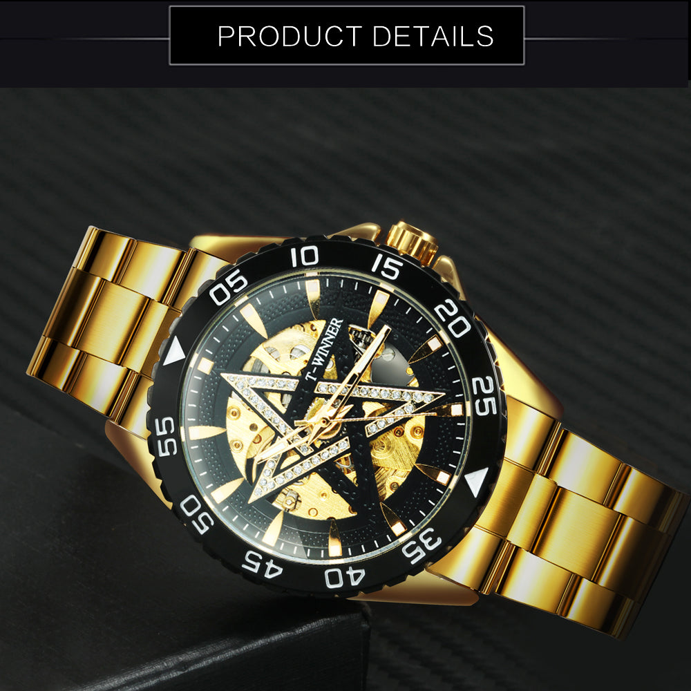 WINNER Official Brand Hollow Men's Watch Automatic Mechanical Watch Stainless Steel Strap