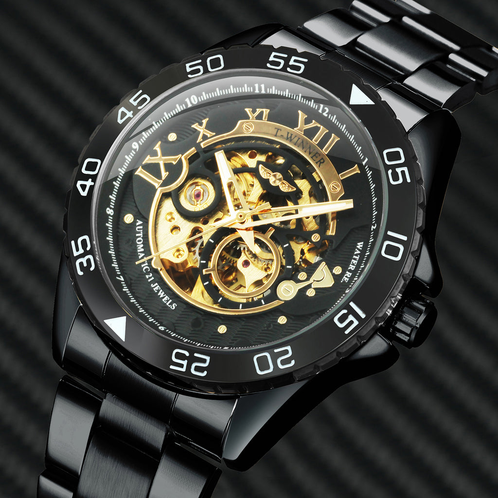 WINNER Automatic Mechanical Men's Watch Classic Stainless Steel Strap Luminous Wrist