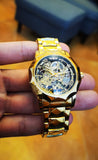 WINNER Luxury Skeleton Mechanical Dodecagon Case Engraved Movement Watch 527G