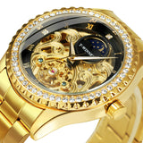 WINNER Luxury Gold Skeleton Automatic Mechanical Tourbillon Watch for Men