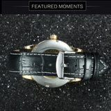 WINNER Men's Fashion Sport Automatic Mechanical Watch Black Leather Strap Luminous Watch