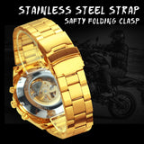 WINNER Steampunk Mechanical Skeleton Watch Stainless Steel Strap 517