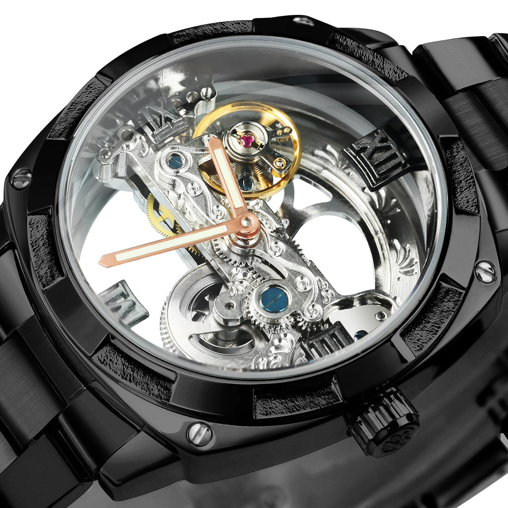WINNER Luxury Skeleton Automatic Mechanical Watch for Men Waterproof Luminous Hands