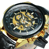 WINNER Brand Luxury Design Skeleton Watch Men Automatic Mechanical Watches Gold Steel Strap Classic Dress Military Wrist Watches