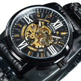WINNER Fashion Luxury Skeleton Automatic Mechanical Mens Watch Top Brand Stainless Steel Strap 523