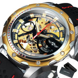 WINNER Fashion Sports Automatic Mechanical Watches Luminous Hands Rubber Strap