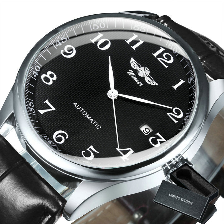WINNER Fashion Minimalist Automatic Mechanical Business Watch for Men A458