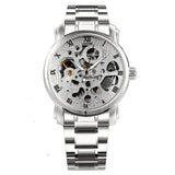 WINNER Top Brand Men's Classic Steel Belt Watch Hollow Automatic  Mechanical Watch