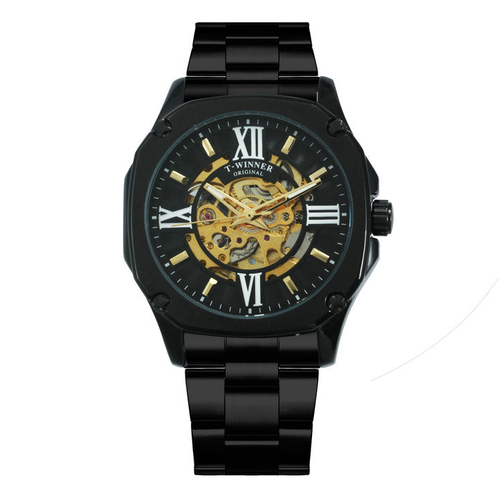 WINNER Automatic Watch Men Skeleton Mechanical Watches Top Brand Square Wristwatches