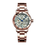 WINNER Official Skeleton Watch Women Top Luxury Brand Automatic Mechanical Watches Golden Steel Strap Elegant Dress Lady Clock
