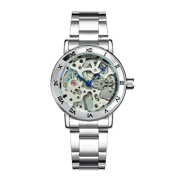 WINNER Official Women Watches Top Luxury Skeleton Mechanical Watch Simple Casual Clock Steel Strap Elegant Dress Lady Wristwatch