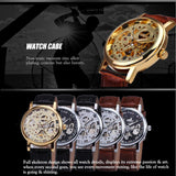 WINNER Silver Skeleton Watch for Men Mechanical Wristwatches Fashion Mens Watches Top Brand Luxury Leather Strap montre homme