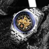 JARAGAR Men Military Sport Watch Automatic Mechanical Skeleton Dial Mens Watches Top Brand Luxury Transparent relogio masculino