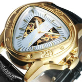Winner Official Triangle Golden Skeleton Watch for Men Mechanical Automatic Sport Mens Watches 2021 Top Brand Luxury Clock Army