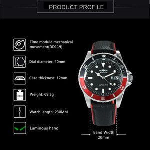 WINNER Men's Watches Top Brand Luxury 2020 Automatic Mechanical Watch Men Contrast Color Leather Strap Calendar Wrist Watch Male