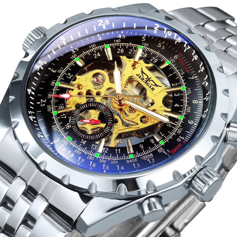 JARAGAR Men Military Sport Watch Automatic Mechanical Skeleton Dial Mens Watches Top Brand Luxury Transparent relogio masculino