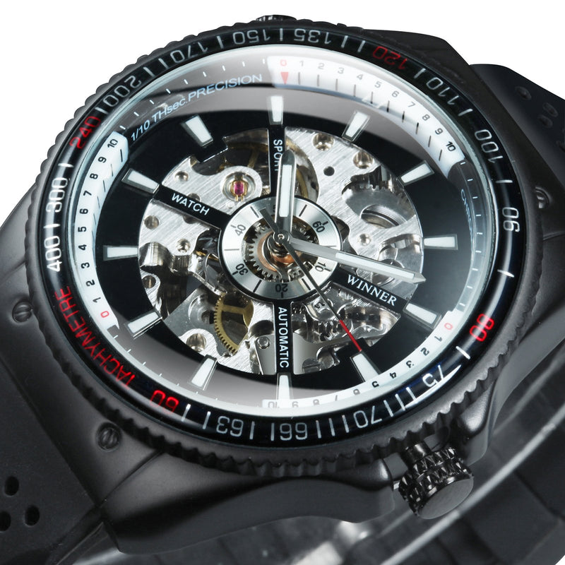 WINNER Military Sport Watch for Men Mechanical Automatic Watches Mens 2021 Top Brand Luxury Silicone Strap relogio masculino