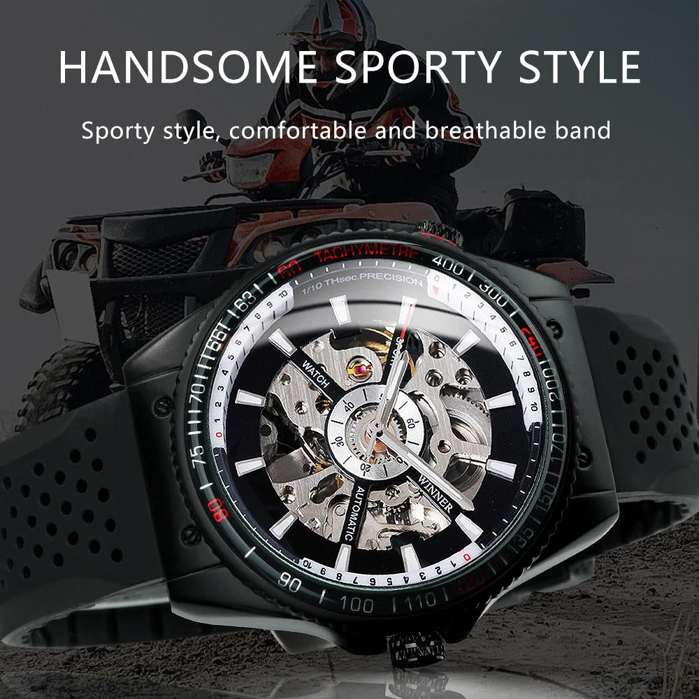 WINNER Military Sport Watch for Men Mechanical Automatic Watches Mens 2021 Top Brand Luxury Silicone Strap relogio masculino