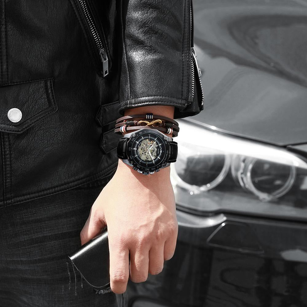WINNER Official Military Automatic Mechanical Watch Men Skeleton Watches Top Brand Luxury Leather Strap Wristwatch 2021 relogio