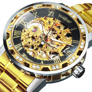 Winner Transparent Diamond Mechanical Watch Skeleton Wrist Watch for Men Top Brand Luxury Watches Male часы мужские Royal Gift